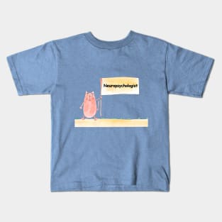 Neuropsychologist. Profession, work, job. Cat shows a banner with the inscription. Watercolor illustration. A gift for a professional. Kids T-Shirt